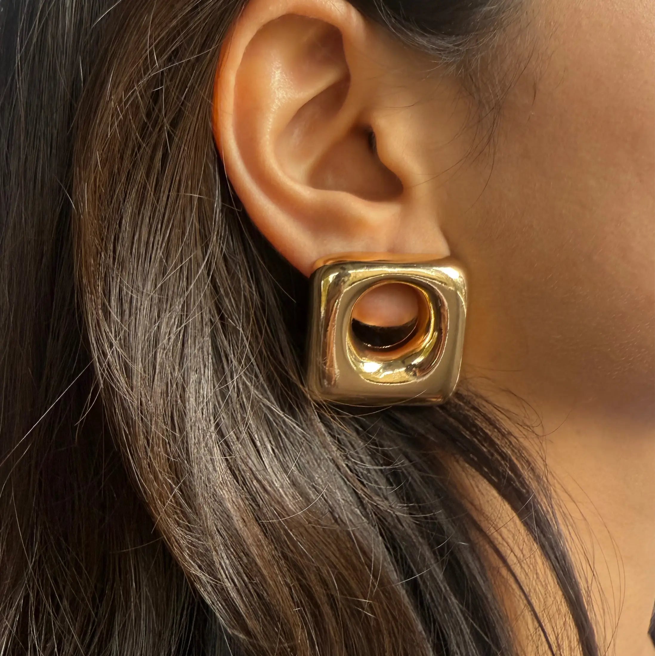 Chunky Open Square Earrings