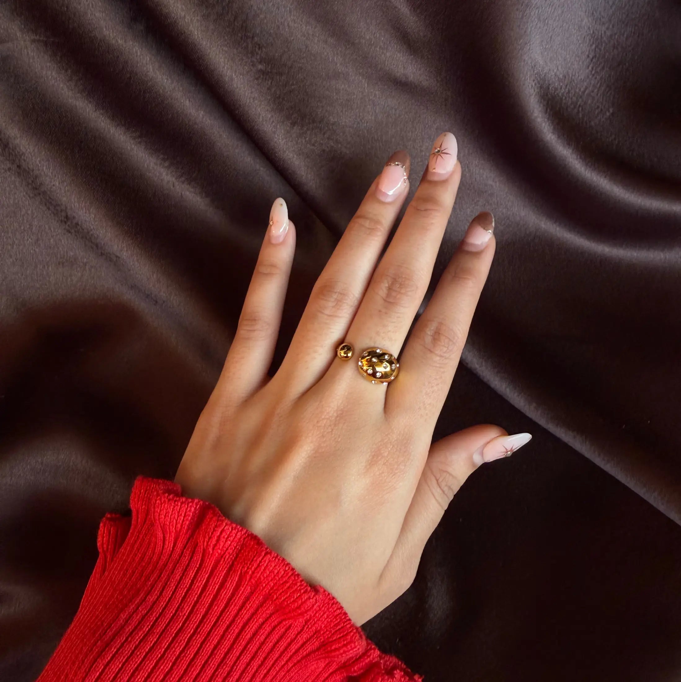 Gold Crystal Open Ring