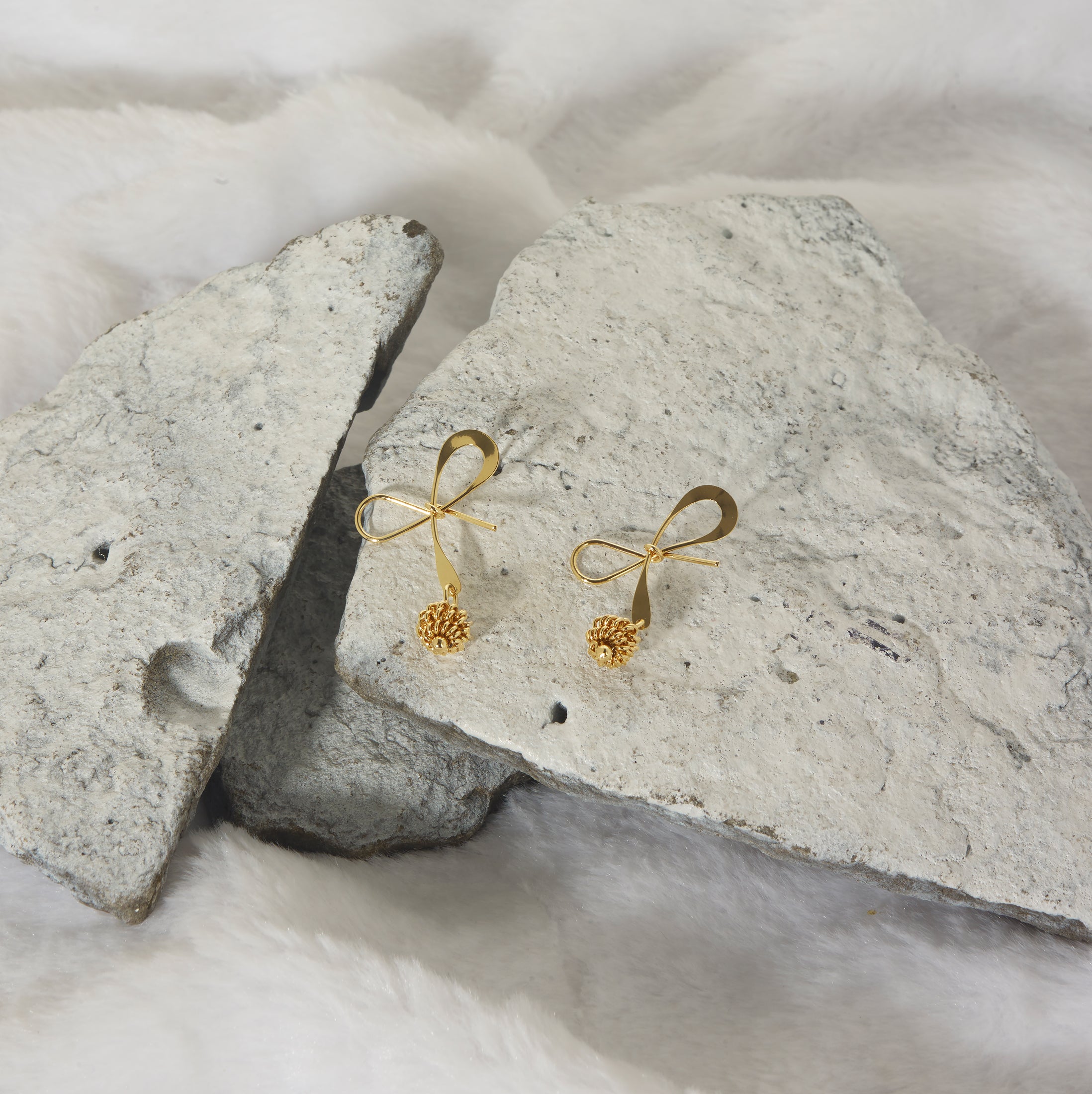 Gold Bow Knot Drop Earrings