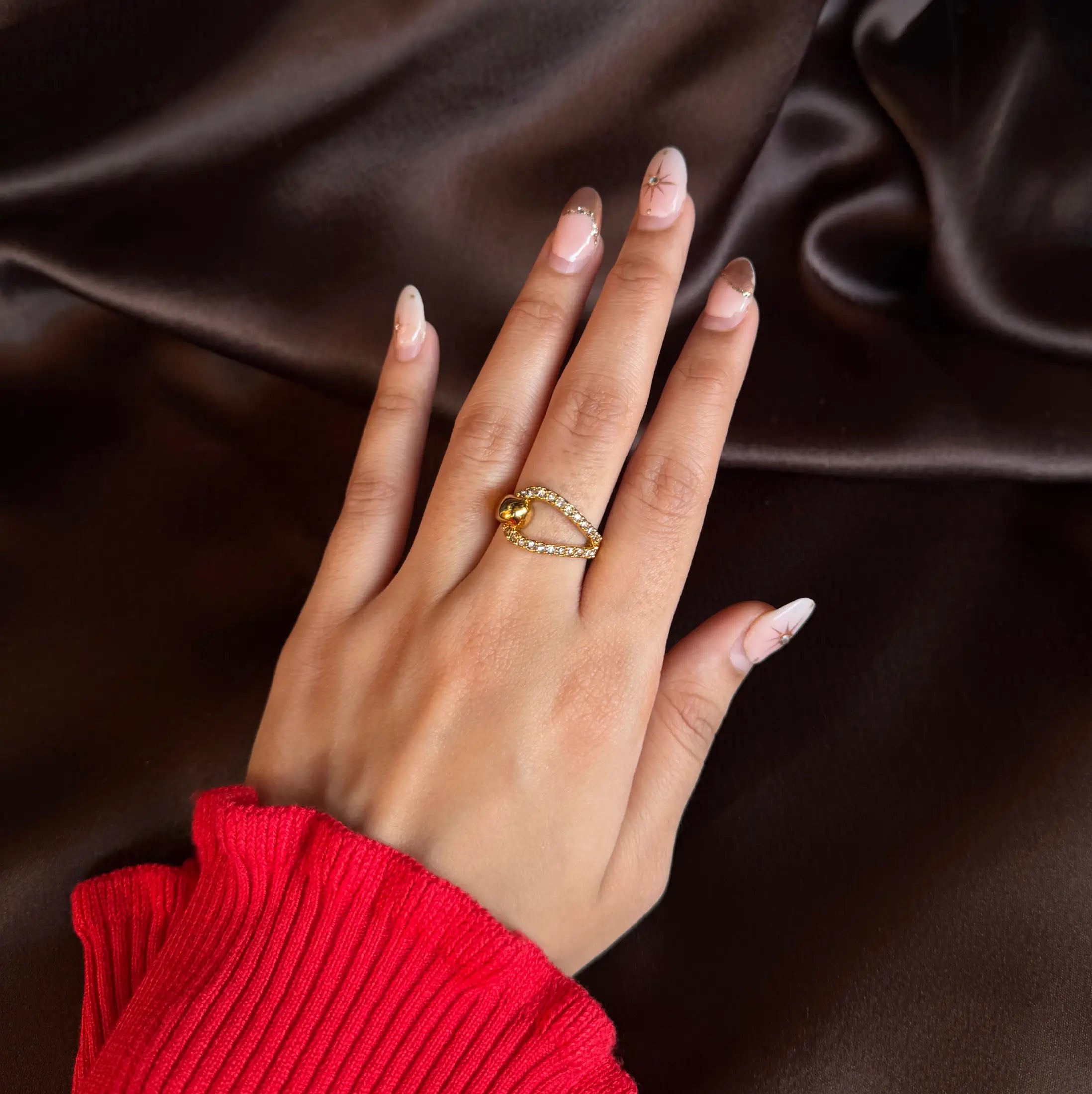 Gold Twirl Crystal Ring