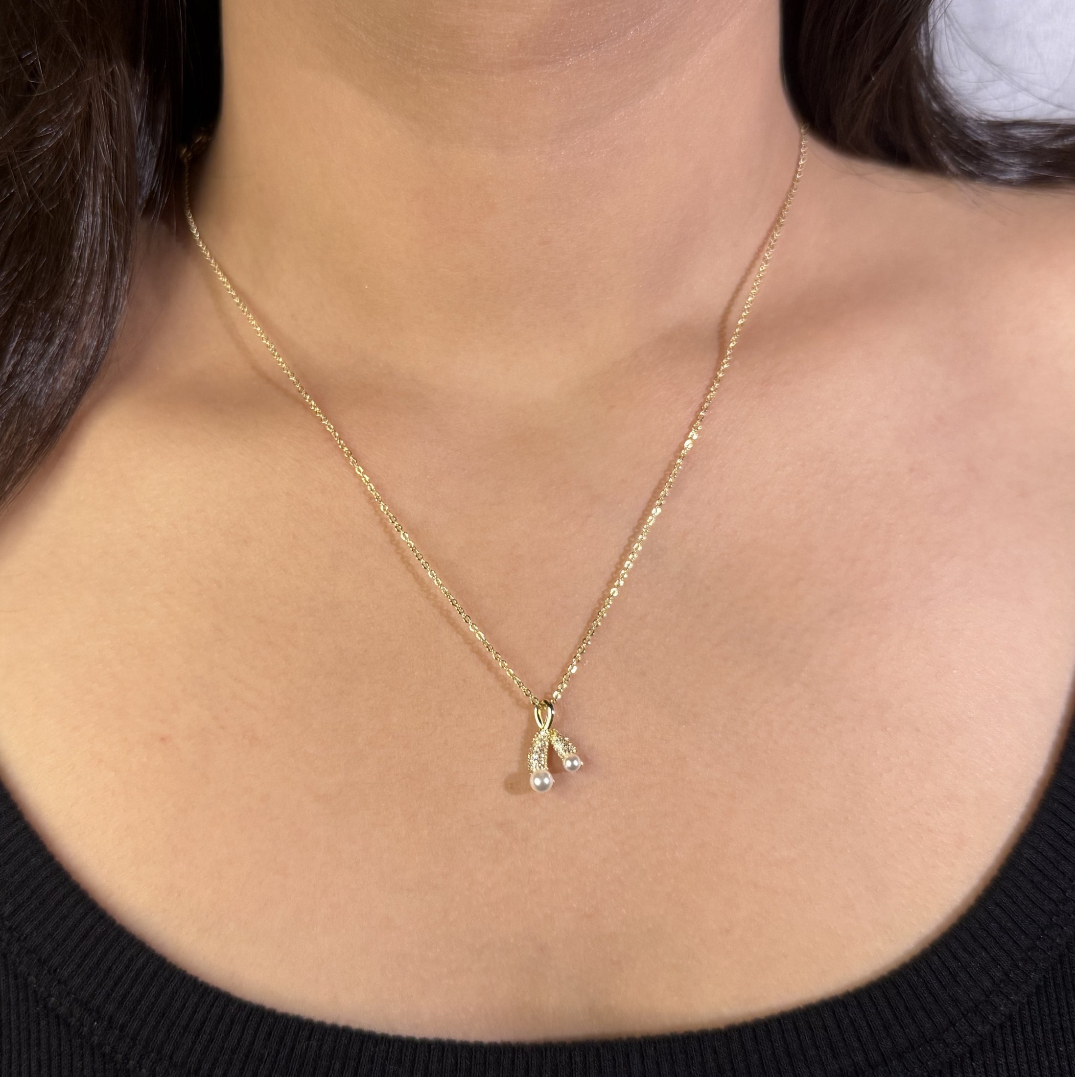 Gold Wishbone Necklace