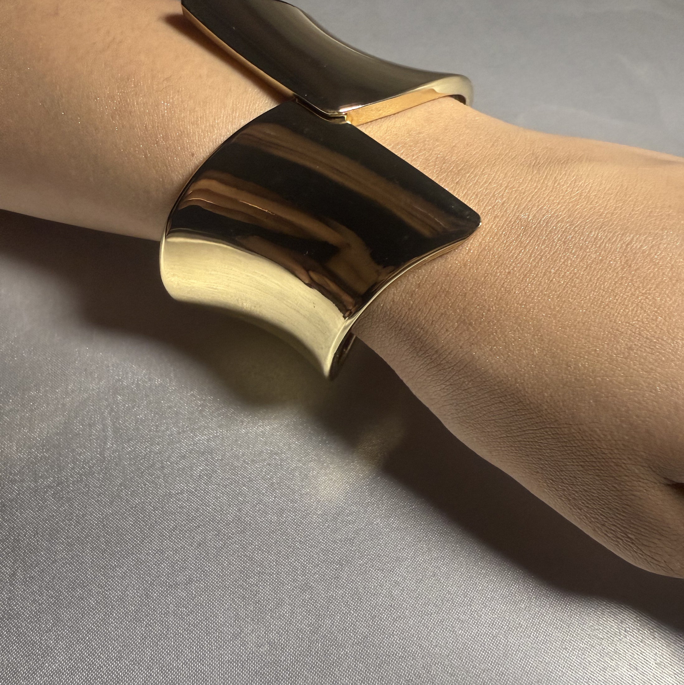 Gold wide cuff bangle