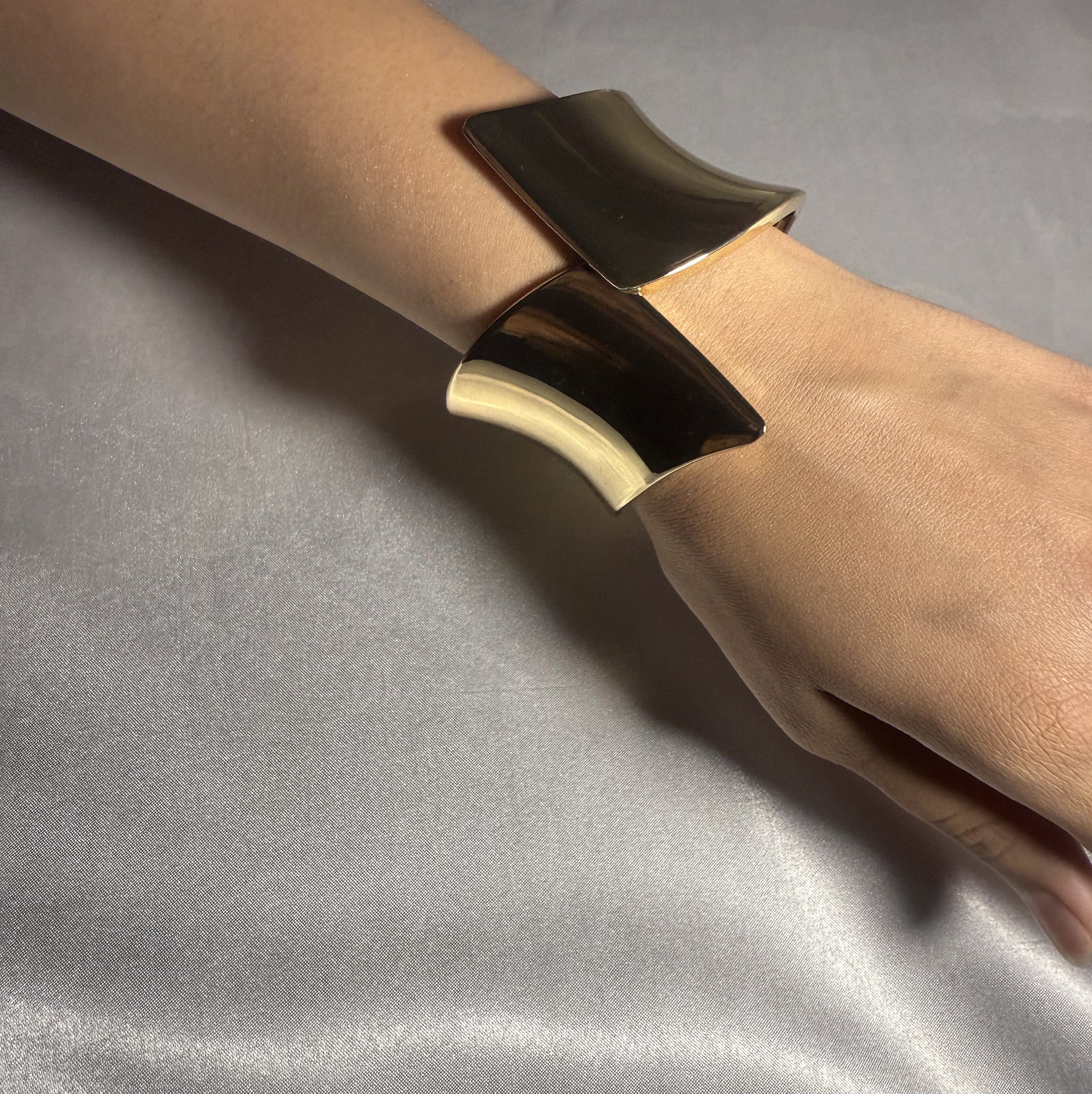 Gold wide cuff bangle