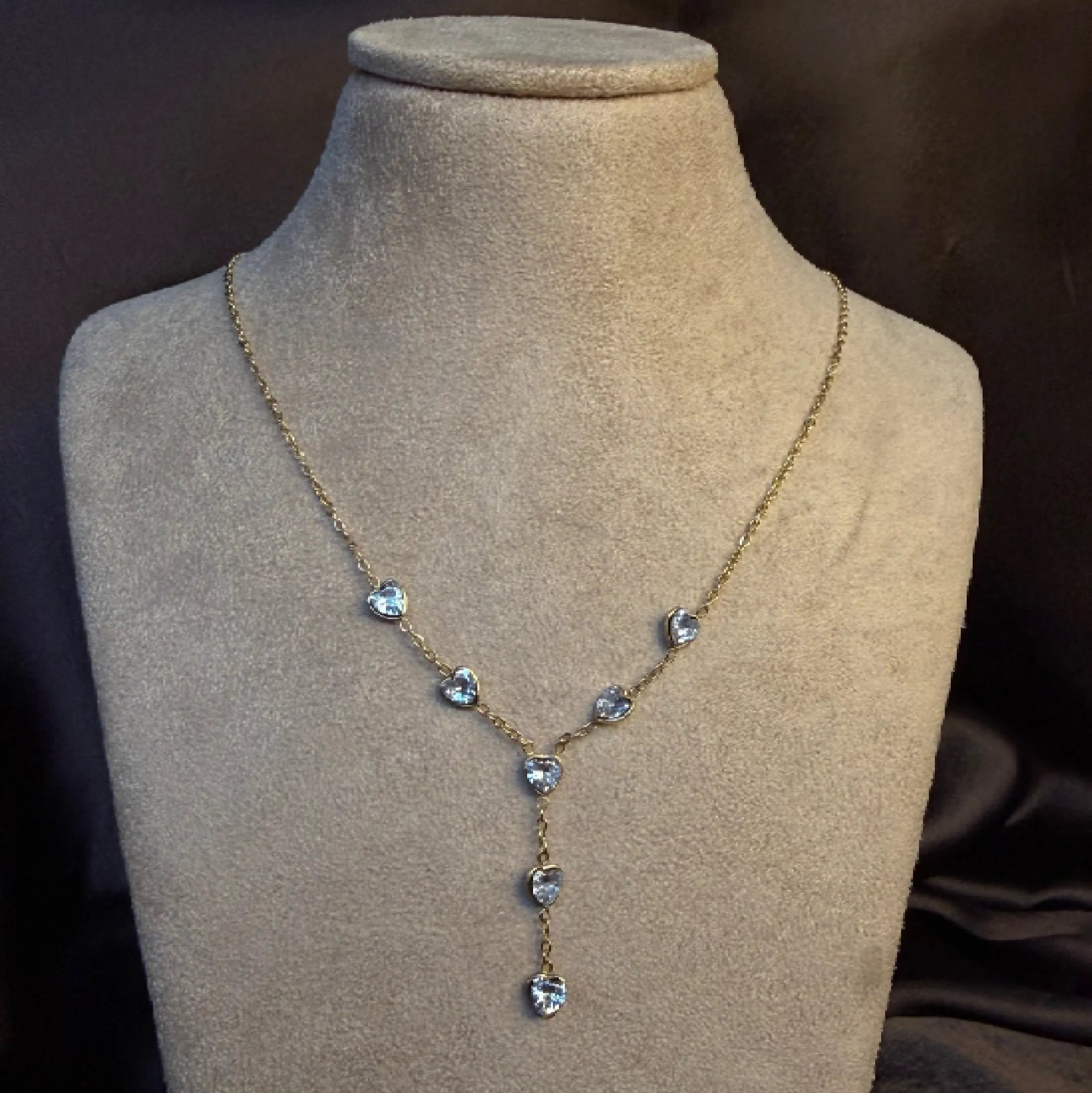 Crystal Heart Y-Shaped Necklace