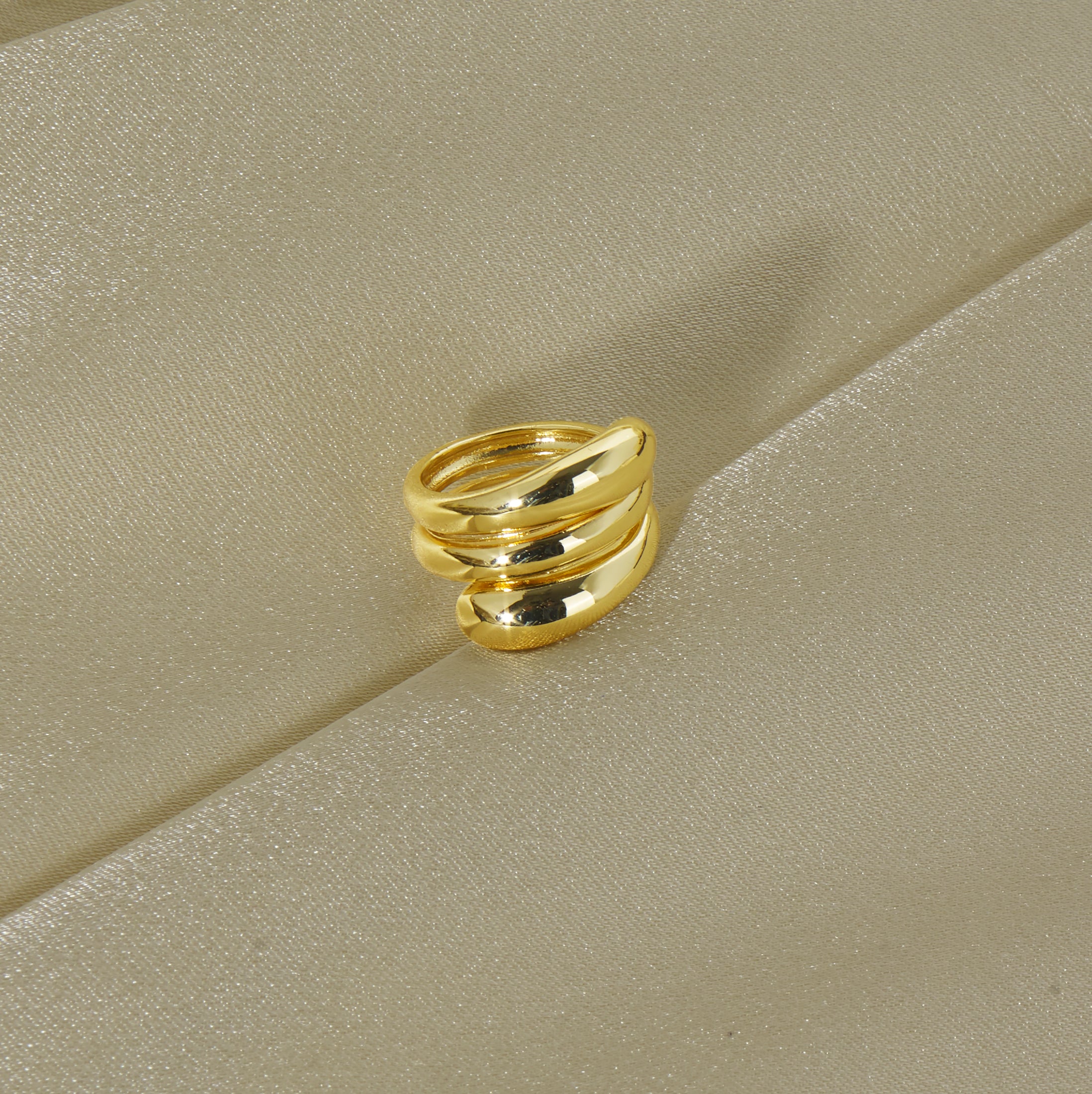 Spiral Three Layer Gold Ring