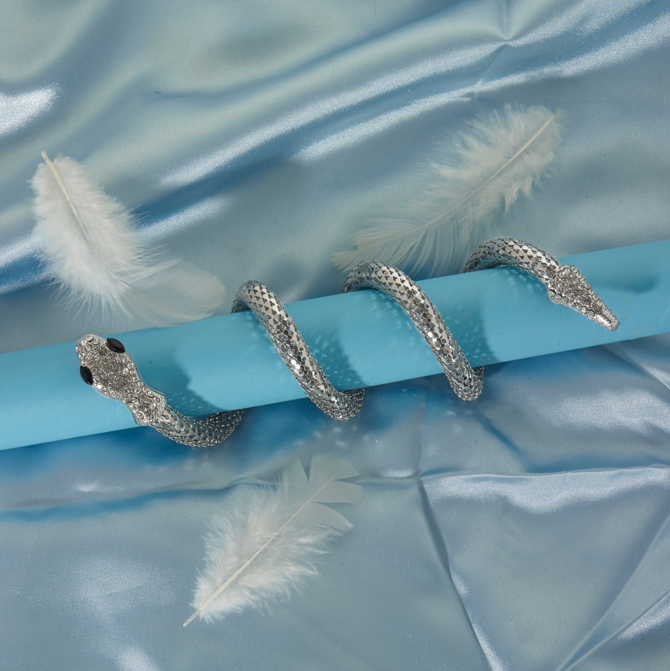 Silver snake choker necklace