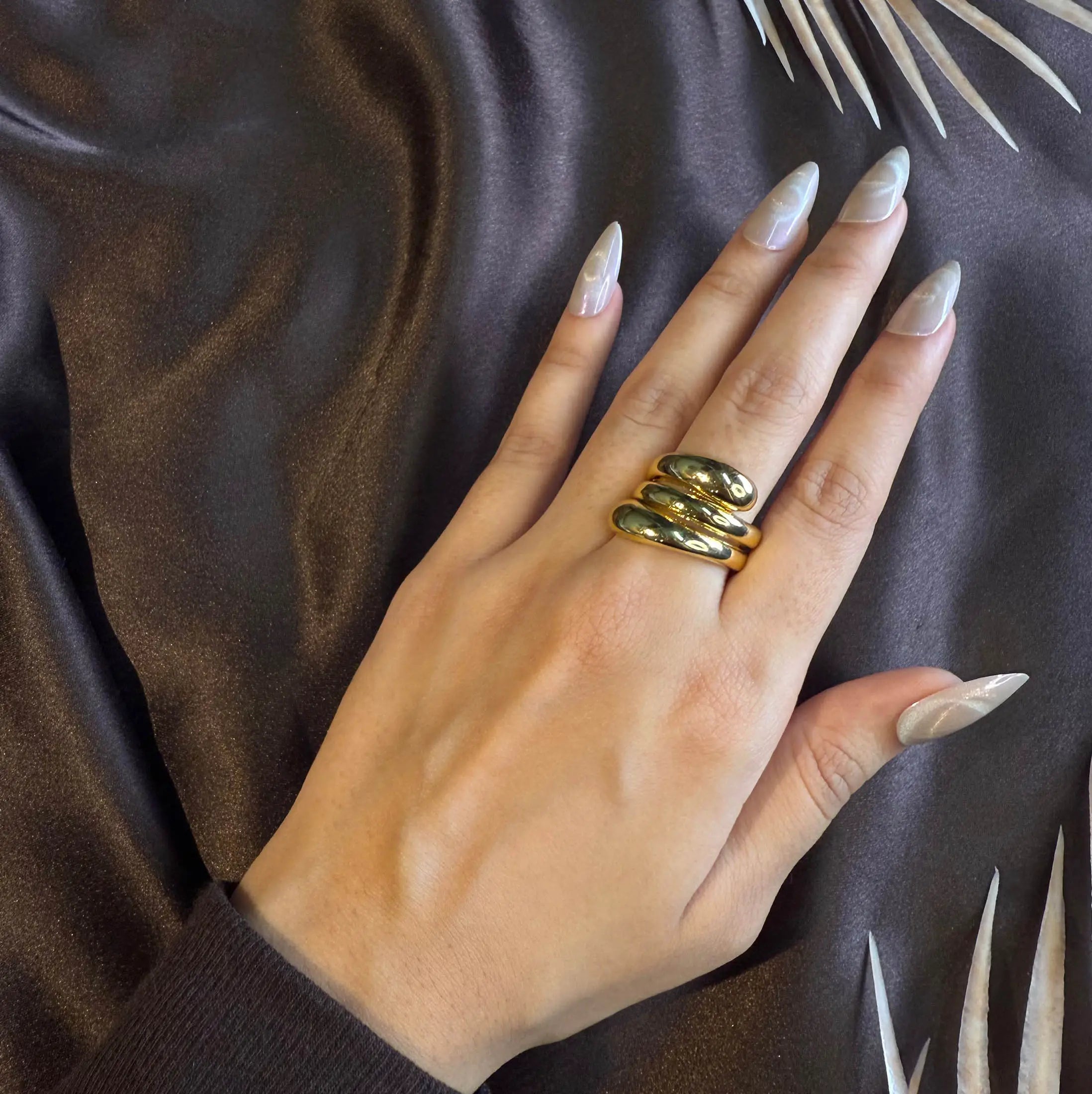 Spiral Three Layer Gold Ring